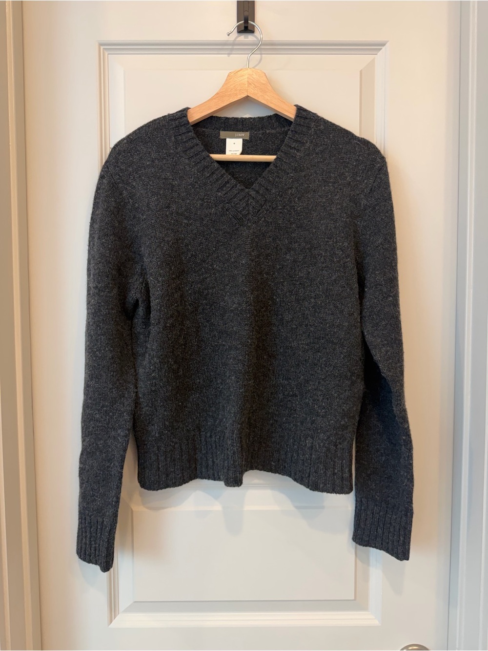 100% Lambswool Grey Black V Neck Sweater